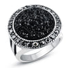 bague fantaisie cristal noir diamants