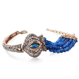 Bracelet fantaisie vintage perles bleu antique