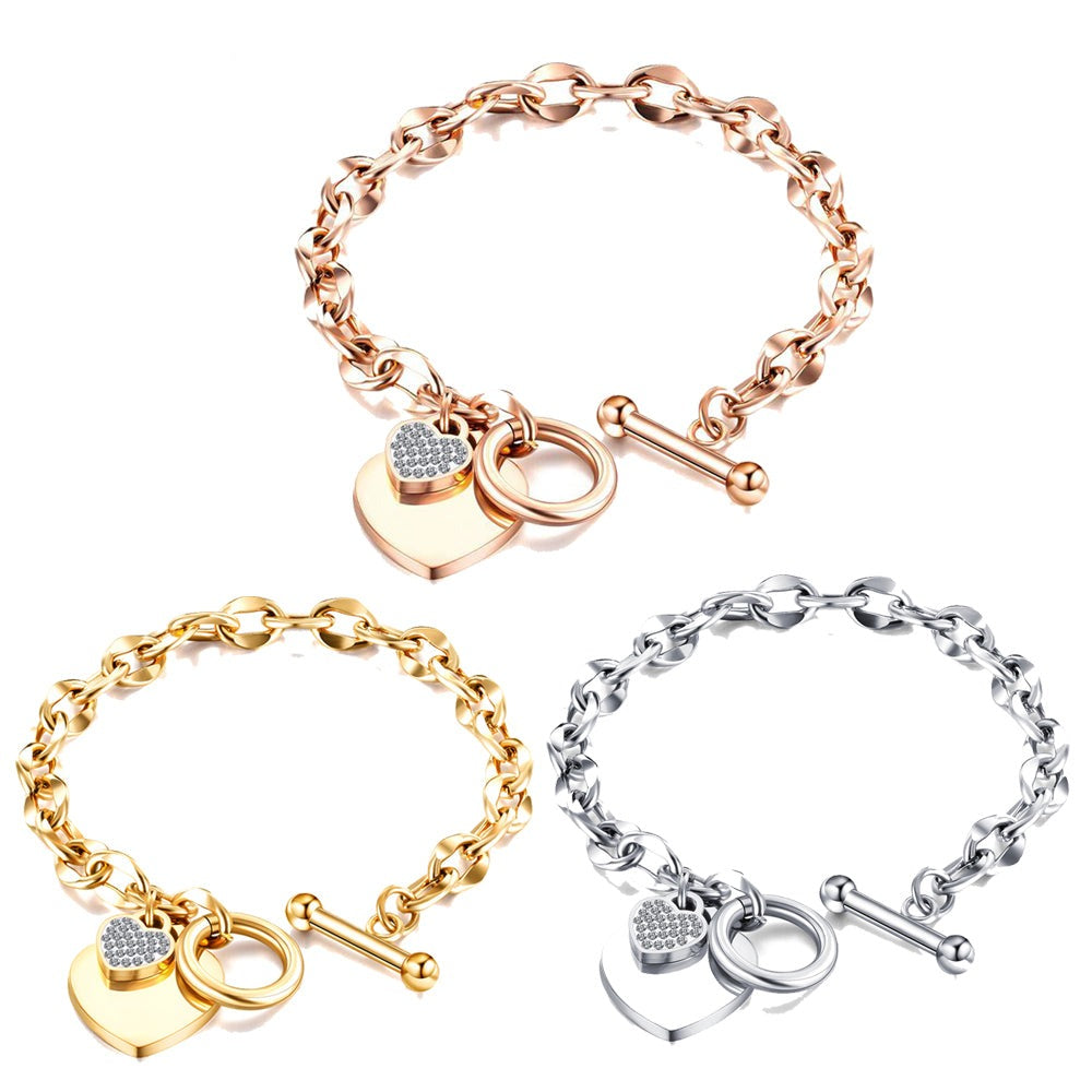 Chaîne De Montre Bracelet Breloque - Patine Dorée Rose - Ancienne - Occasion Bon état