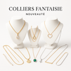 présentation de colliers fantaisie sur fond blanc