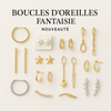 présentation de boucles d'oreilles fantaisie sur fond blanc