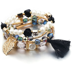 Bracelet fantaisie multirangs perles