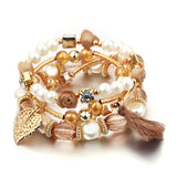 Bracelet fantaisie multirangs perles