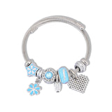 Bracelet jonc breloques féminines fleurs coeur joaillerie