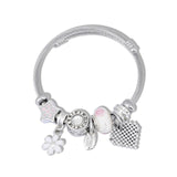 Bracelet jonc breloques féminines fleurs coeur joaillerie