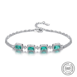 Bracelet fantaisie chic chaine argent diamant émeraude