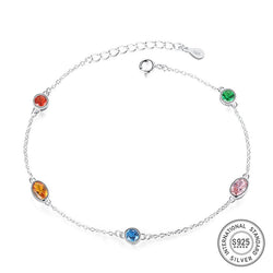 Bracelet fantaisie chaine argent 925 pierres colorées