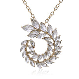 Collier feuilles en cristal blanc