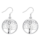 Boucle d'oreille fantaisie argent arbre de vie a crochet