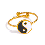 Bague fantaisie or chic yin yang