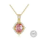 Collier fantaisie or diamant et pierre rose