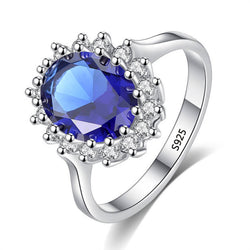 bague fantaisie argent pierre bleu saphir