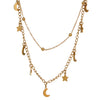 Collier fantaisie or lune et étoiles