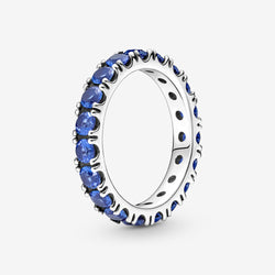 Bague fantaisie argent fine diamants bleus