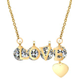 Collier fantaisie or lettre love avec diamants et coeur