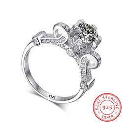 bague fantaisie argent lotus diamant