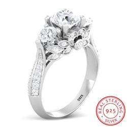 bague fantaisie argent fleur diamantée