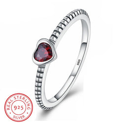 bague fantaisie argent coeur de rubis