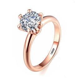 Bague fantaisie or rose diamant solitaire