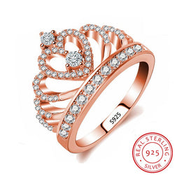 Bague fantaisie couronne or rose diamants
