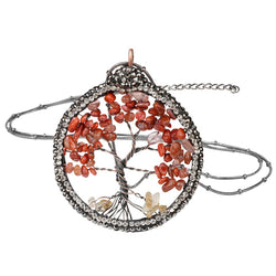 Collier fantaisie arbre de vie avec pierres naturelles