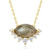 Collier fantaisie oeil de pierre diamants