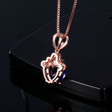 Collier fantaisie or rose coeur amethyste