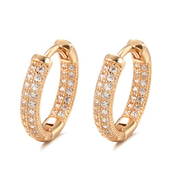 Boucle d'oreille fantaisie anneau chic dormeuse or et diamants