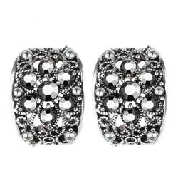 Boucle d'oreille fantaisie noir à perles