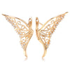 Boucle d'oreille fantaisie ailes de papillon or et diamants