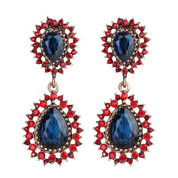 Boucle d'oreille fantaisie fleur à épines saphir et rubis