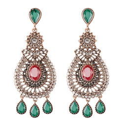 Boucle d'oreille fantaisie vintage style ethnique avec pierres