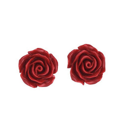 Boucle d'oreille fantaisie rose rouge