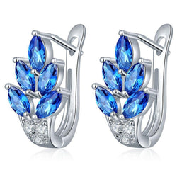 Boucle d'oreille fantaisie dormeuse argent saphir