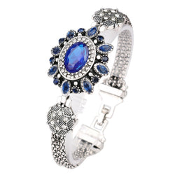 Bracelet fantaisie chic diamant et fleur saphir