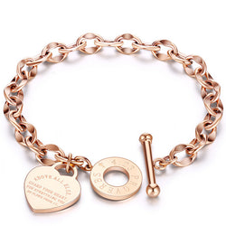 Bracelet fantaisie chaine gourmette or rose breloque coeur