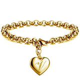 Bracelet fantaisie à chaine or avec lettre coeur