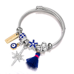 Bracelet fantaisie jonc argent breloque danseuse