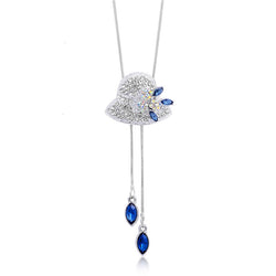 Collier fantaisie long chapeau diamant et saphir
