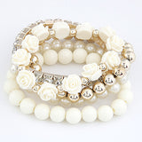 Bracelet fantaisie perle et rose blanche