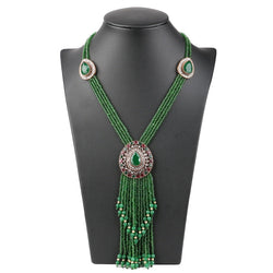 Collier fantaisie vert pompon fait main