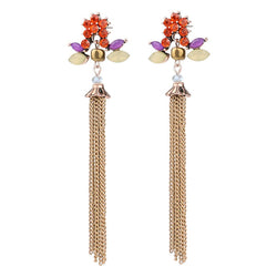 Boucle d'oreille fantaisie pendante cristal rouge